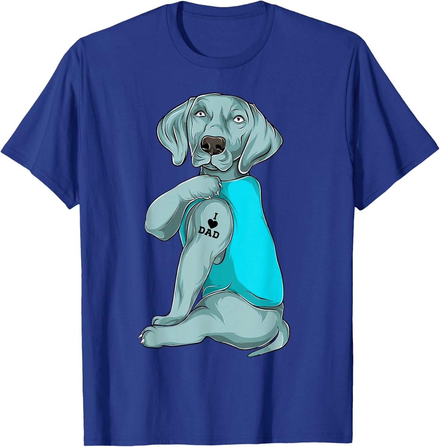 Weimaraner I Love Dad Tattoo Apparel, Dog Dad Gifts Dads T-Shirt - T-Shirt | Royal