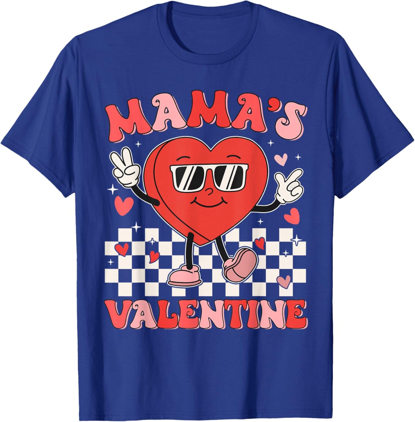 Retro Groovy Mama is My Valentine Cute Heart Boys Girls Kids T-Shirt - T-Shirt | Royal