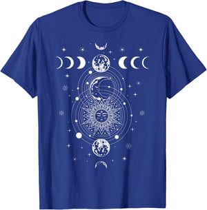 Celestial Moon Phase All Seeing Eye Crystals Stars Vintage T-Shirt - T-Shirt | Royal
