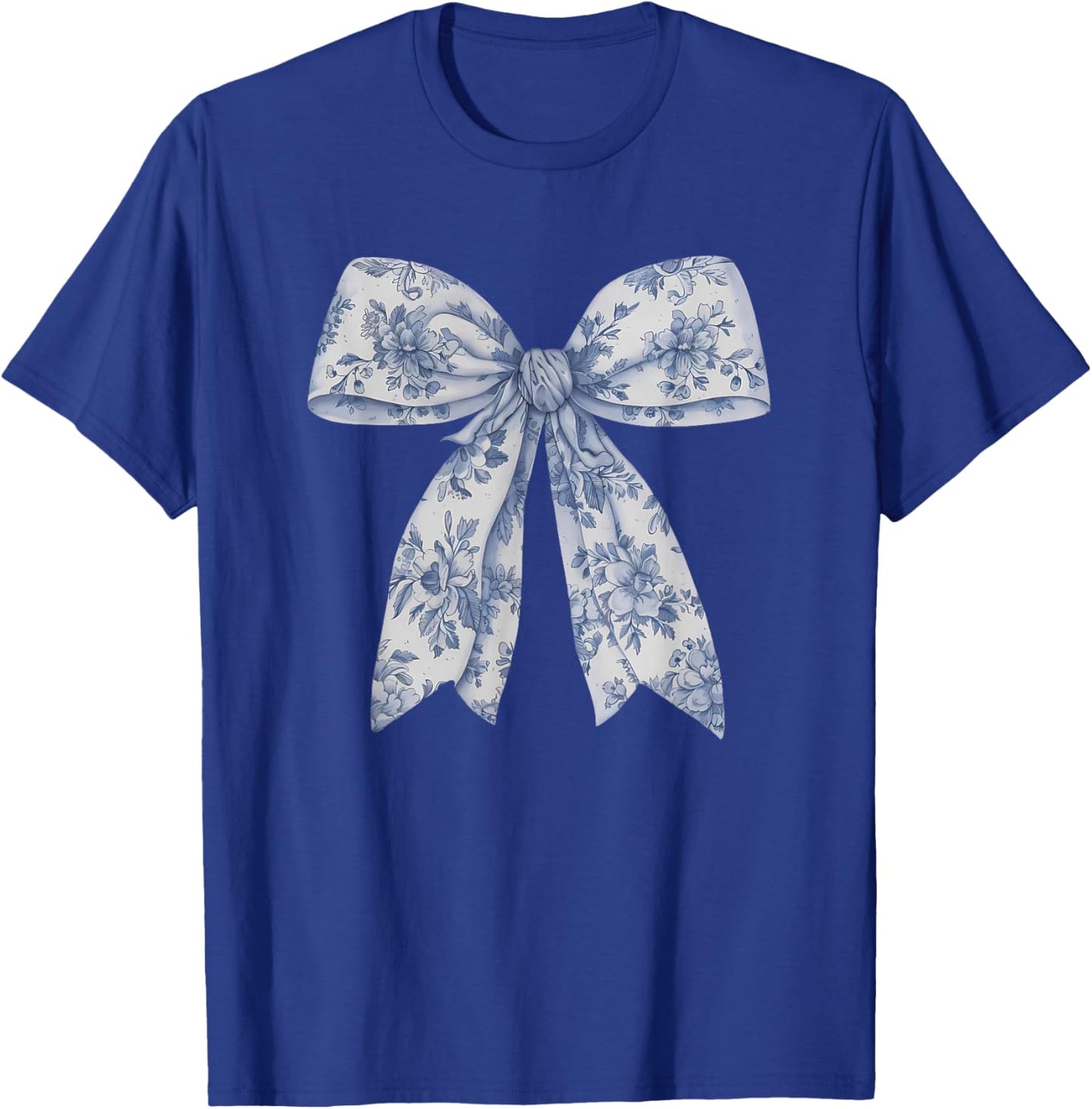 Bow Shirt | Blue Bow and Ribbon Graphic Cute for Girl Women T-Shirt - T-Shirt | Royal