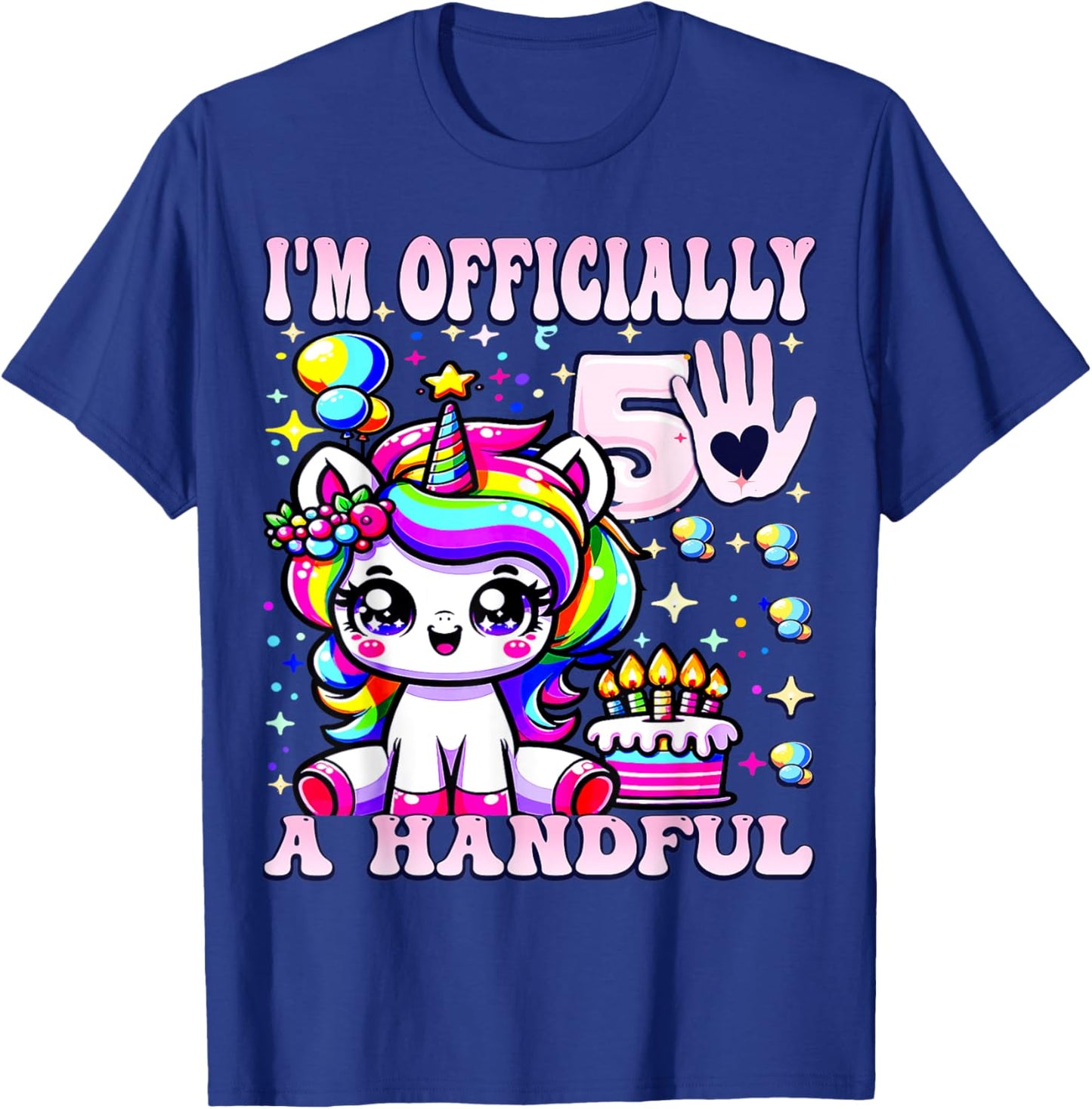 I'm Officially a Handful Birthday 5th Unicorn for girls T-Shirt - T-Shirt | Royal