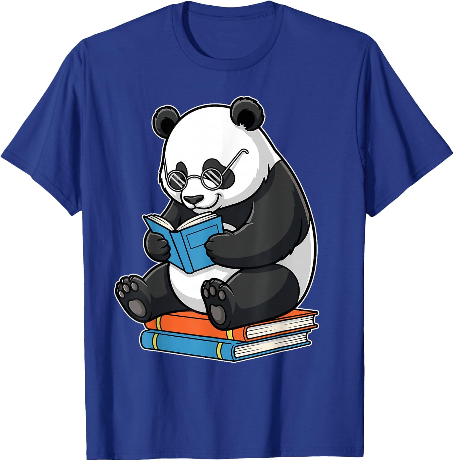 Funny Panda with Glasses Reading Book Librarian Panda T-Shirt - T-Shirt | Royal