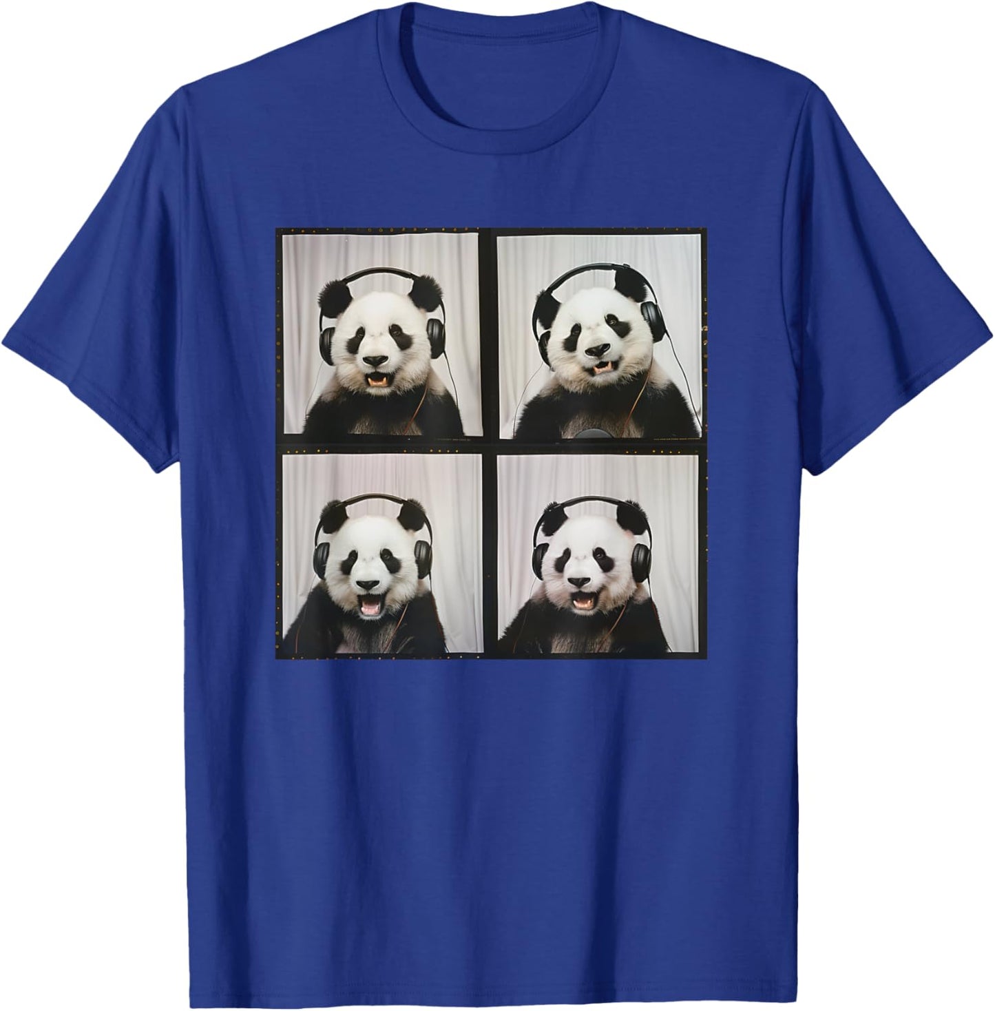 Panda Wearing Headphones Animal Music Photobooth Cool Panda T-Shirt - T-Shirt | Royal