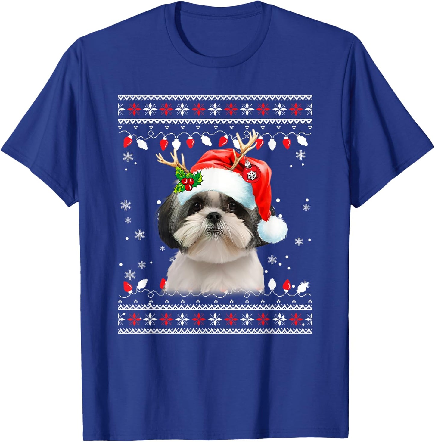 Cute Shih Tzu Christmas Sweater for Dogs Lover T-Shirt - T-Shirt | Royal
