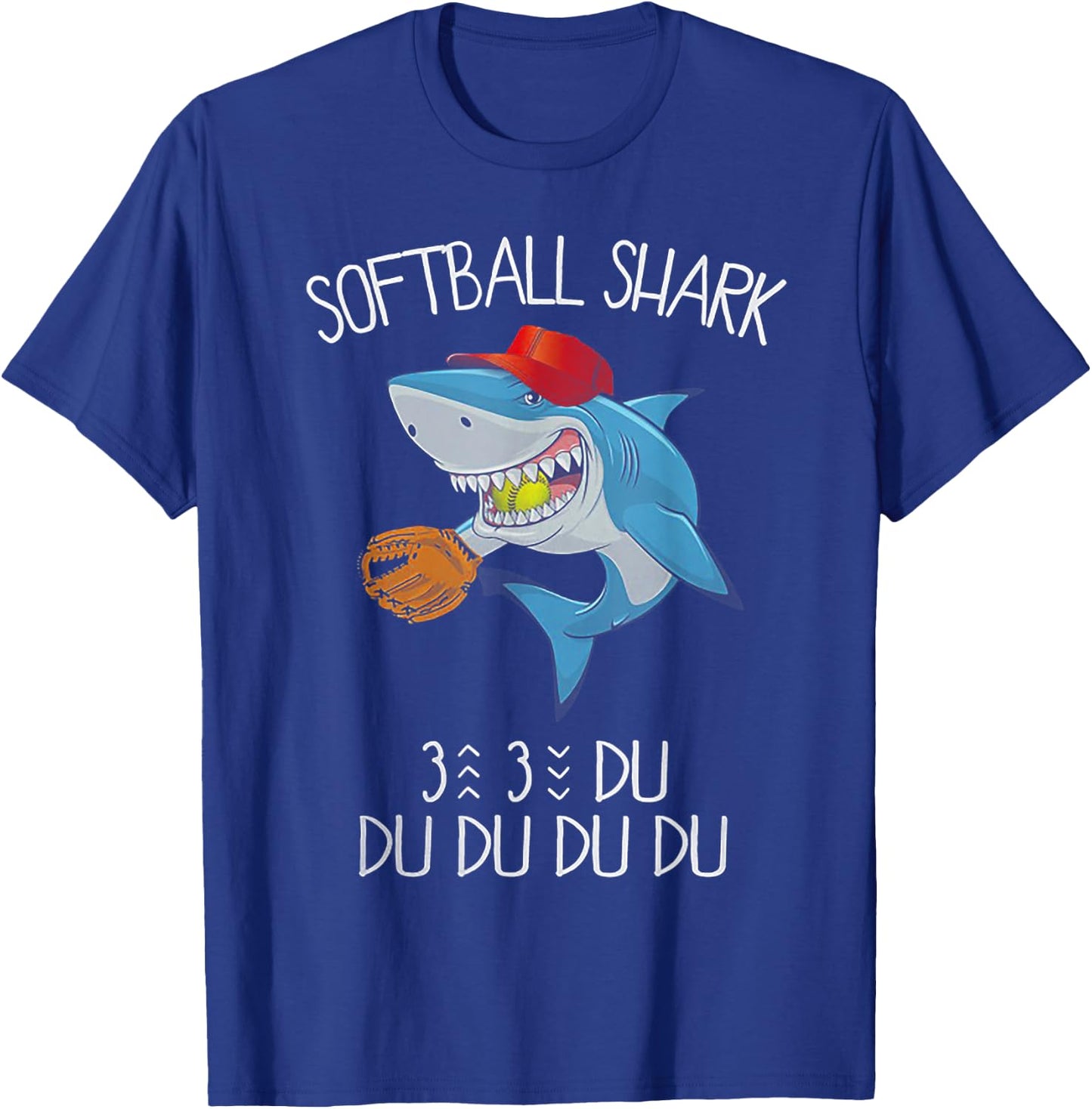 Funny Softball Shark 3 Du Du Du - Funny Softball Gift T-Shirt - T-Shirt | Royal