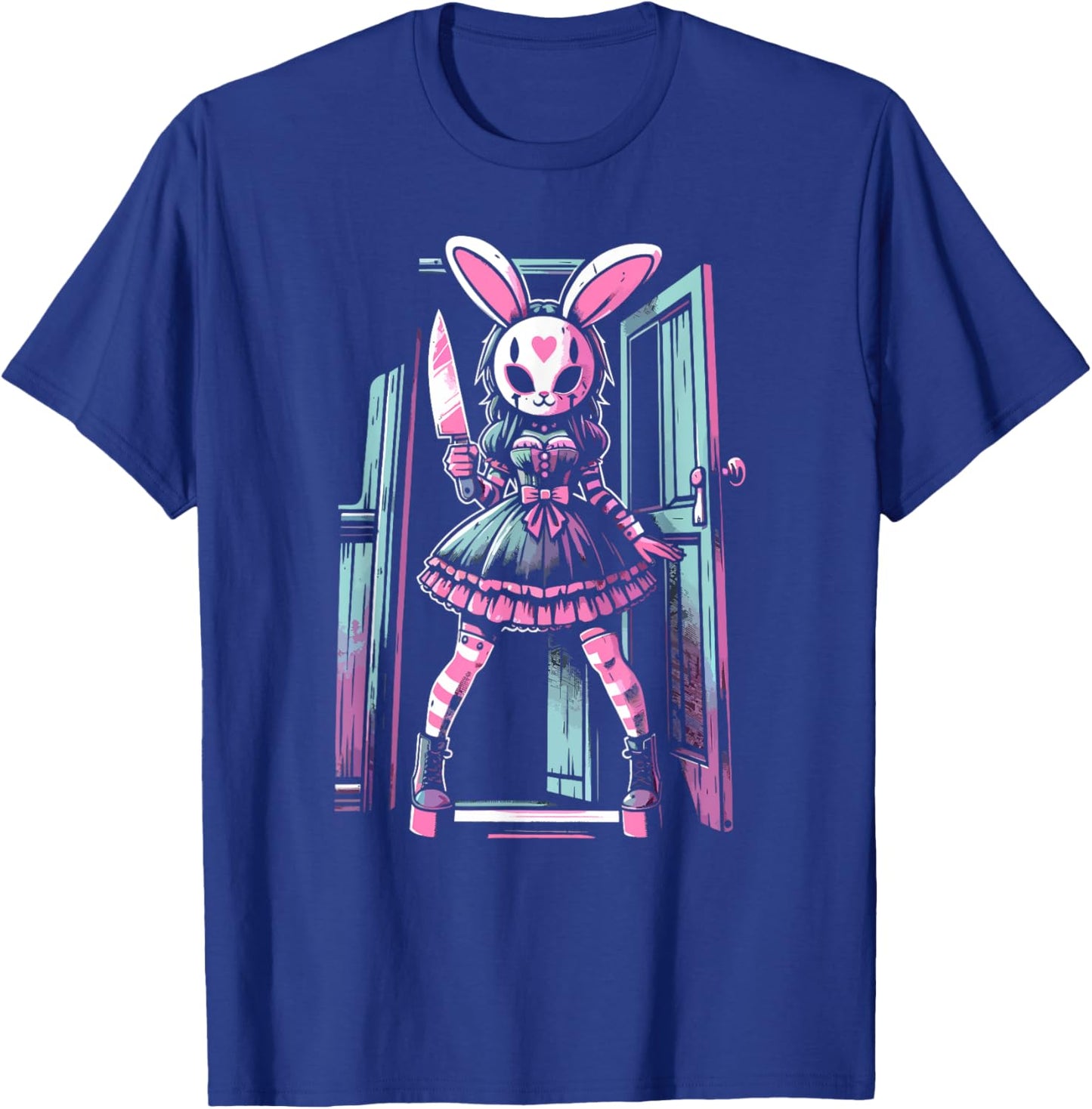 Pastel Goth Bunny Mask Girl Horror Slasher Anime Alt Rabbit T-Shirt - T-Shirt | Royal