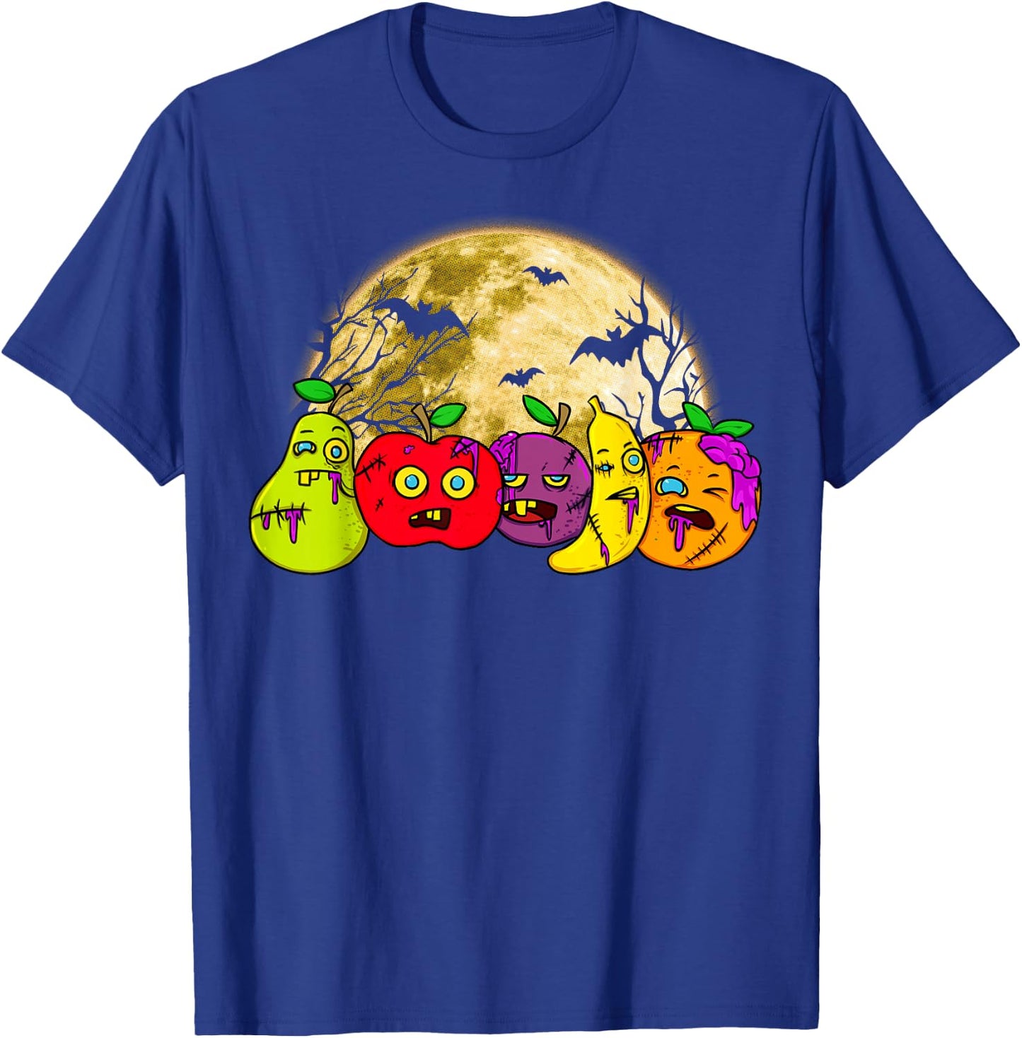 Halloween Scary Vegan Vegetarian Zombie Fruits Vegetable T-Shirt - T-Shirt | Royal