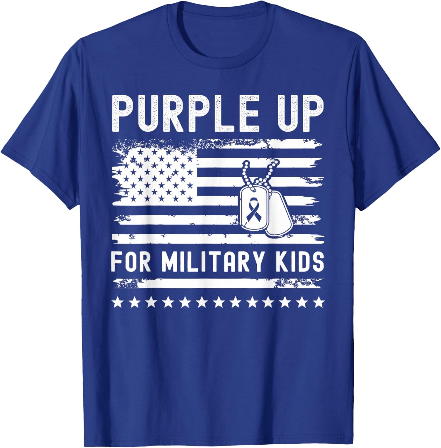 Purple Up For Military Kids USA Flag Military Child Month T-Shirt - T-Shirt | Royal