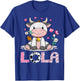 Lola Cute Cow Moo Moo Farmer Birthday Family Matching T-Shirt - T-Shirt | Royal