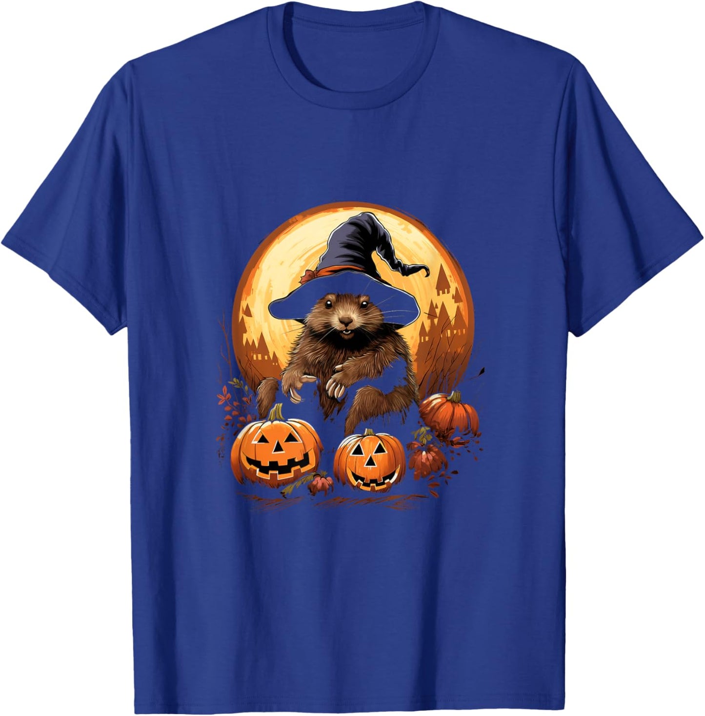 Marmot Witch Hat Pumpkins Halloween Costume T-Shirt - T-Shirt | Royal