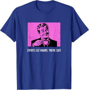 Retro Man Coffee Funny Sarcastic Zombies Eat Brains Joke T-Shirt - T-Shirt | Royal