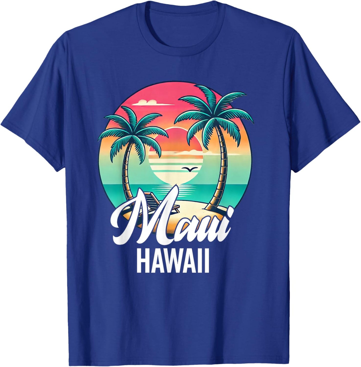 Maui Hawaii Souvenir Vacation Hawaiian Men Women Reminder T-Shirt - T-Shirt | Royal