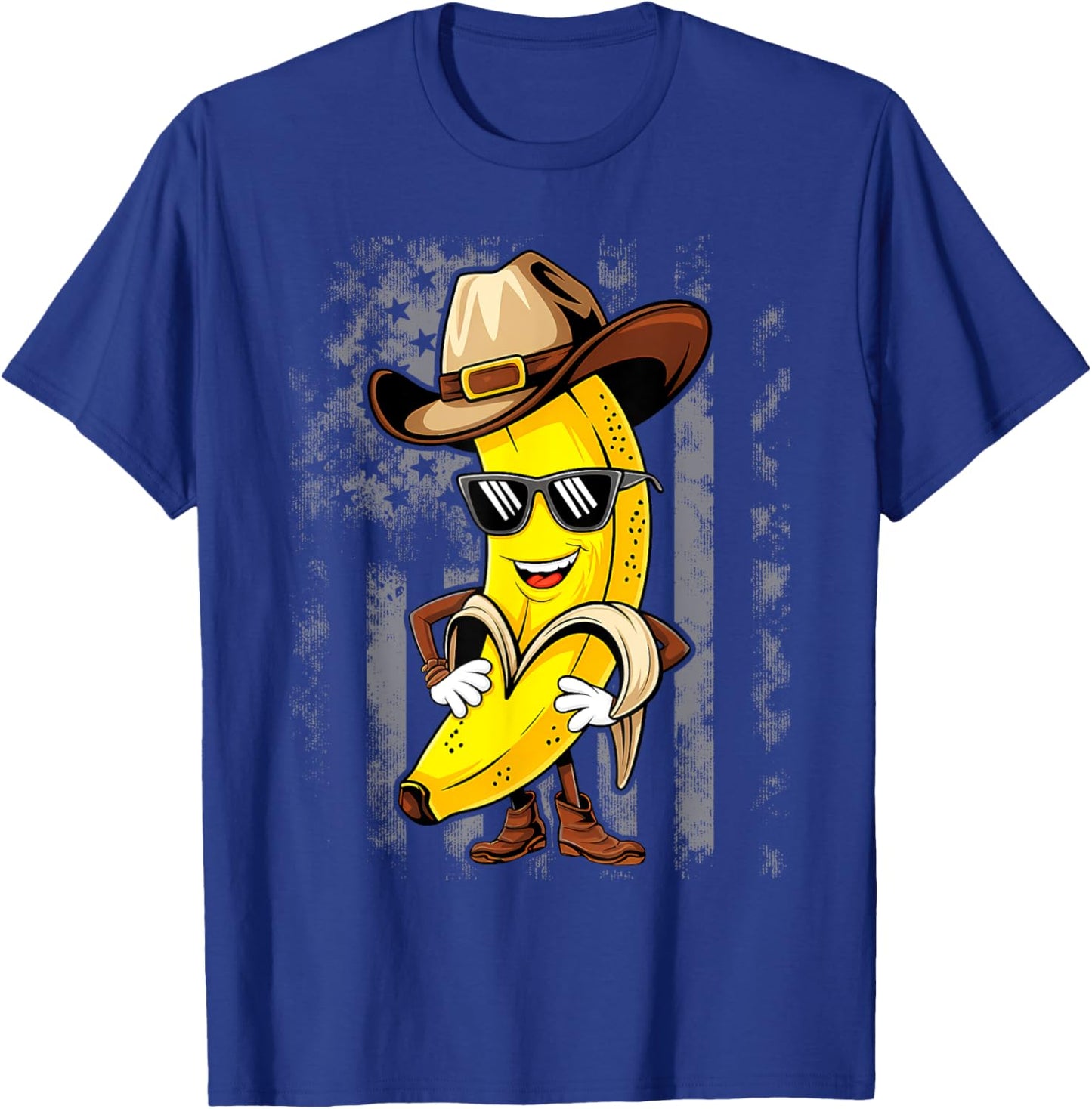 Banana Cowboy Cowgirl Country Western Novelty Funny Banana T-Shirt - T-Shirt | Royal
