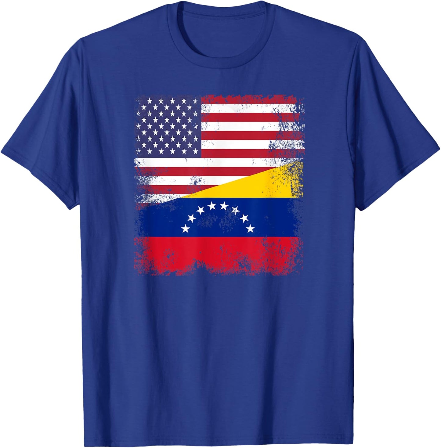 Half Venezuelan Flag | Vintage Venezuela USA Gift T-Shirt - T-Shirt | Royal