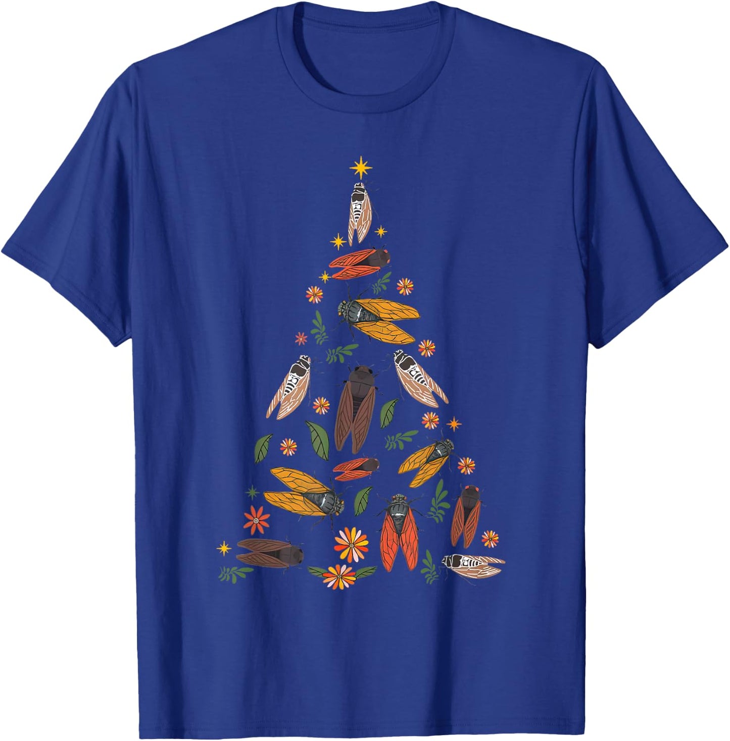 Cicada Christmas Tree Entomologist Bug Insect Nature Lover T-Shirt - T-Shirt | Royal