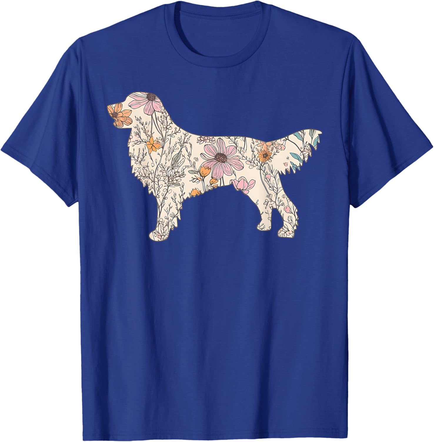 Floral Golden Retriever Wildflowers Dog Lover Golden Mom T-Shirt - T-Shirt | Royal