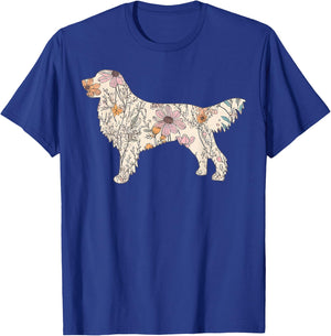Floral Golden Retriever Wildflowers Dog Lover Golden Mom T-Shirt - T-Shirt | Royal