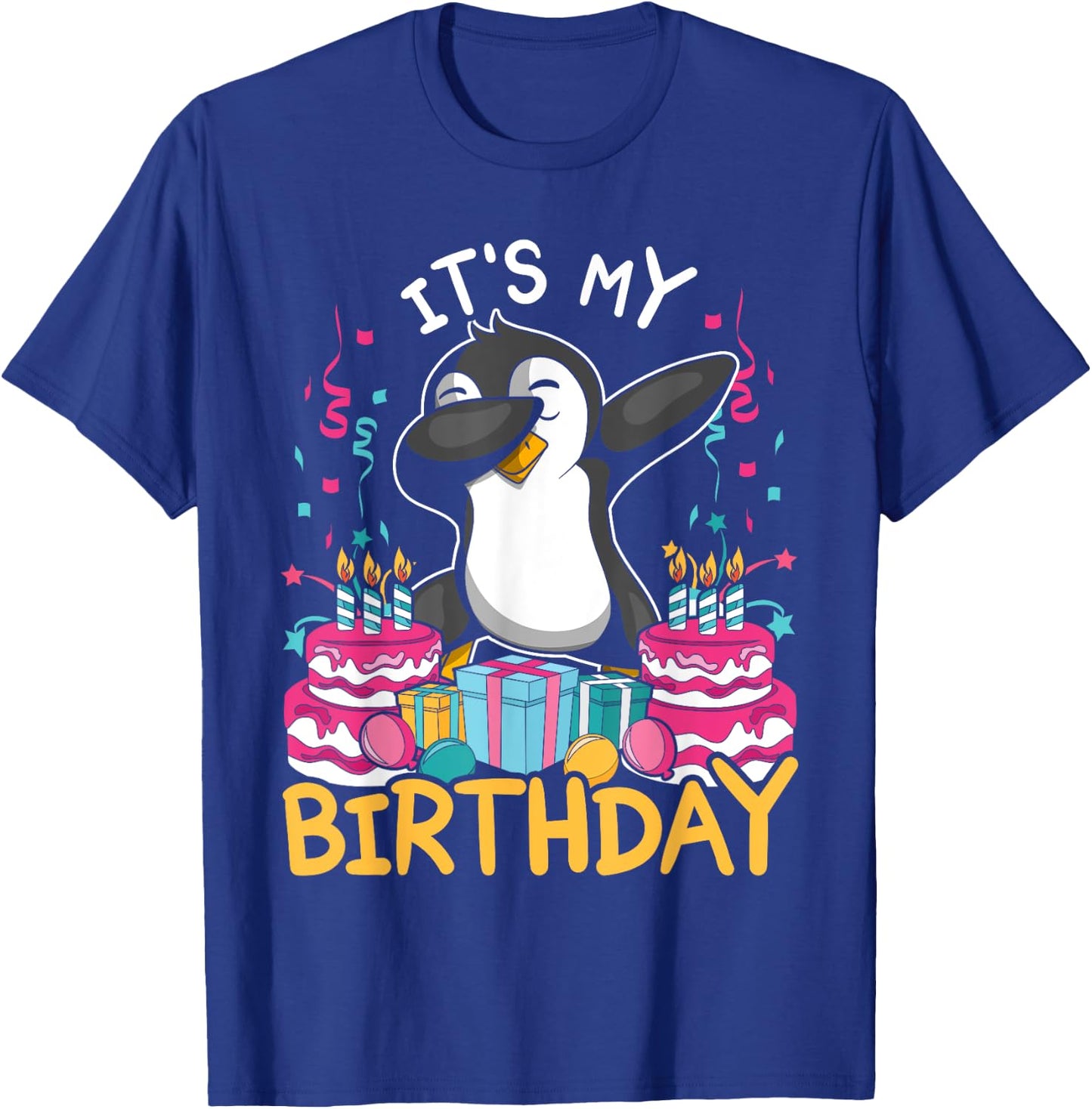 Its My Birthday Animal Kids Cake Gift Funny Dabbing Penguin T-Shirt - T-Shirt | Royal