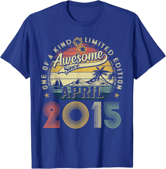 Awesome since April 2015 10th Birthday Boys Girl 10 Year Old T-Shirt - T-Shirt | Royal
