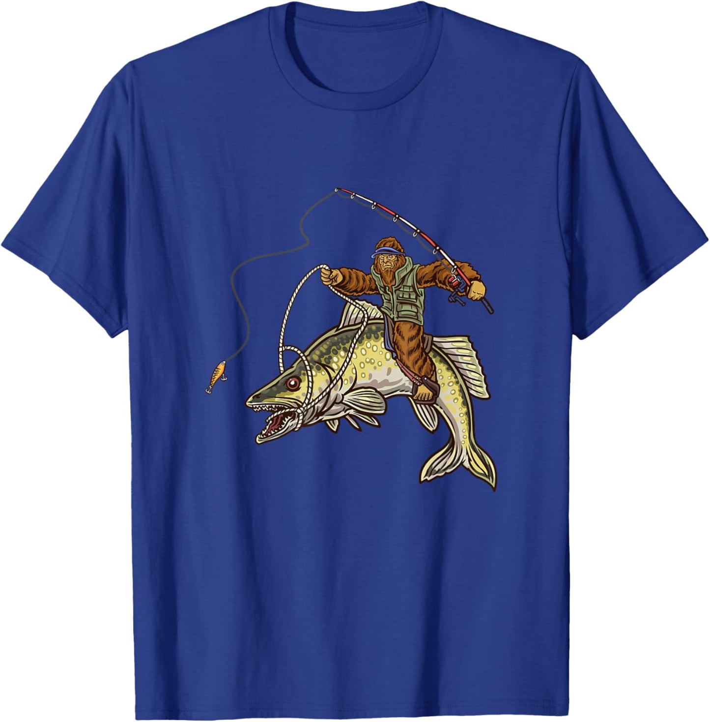 Walleye Fishing Sauger Hunting Bigfoot Fishermen T-Shirt - T-Shirt | Royal