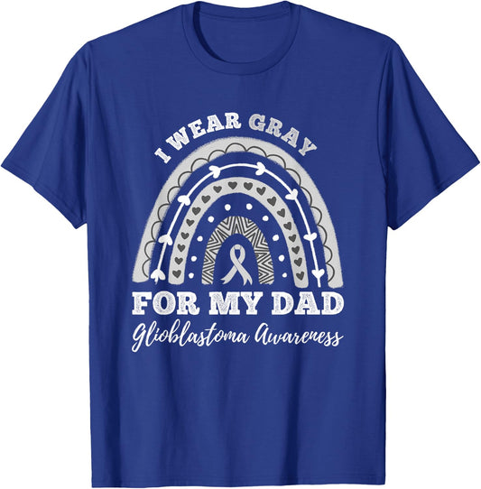 Rainbow I Wear Gray For My Dad GBM Glioblastoma Awareness T-Shirt - T-Shirt | Royal