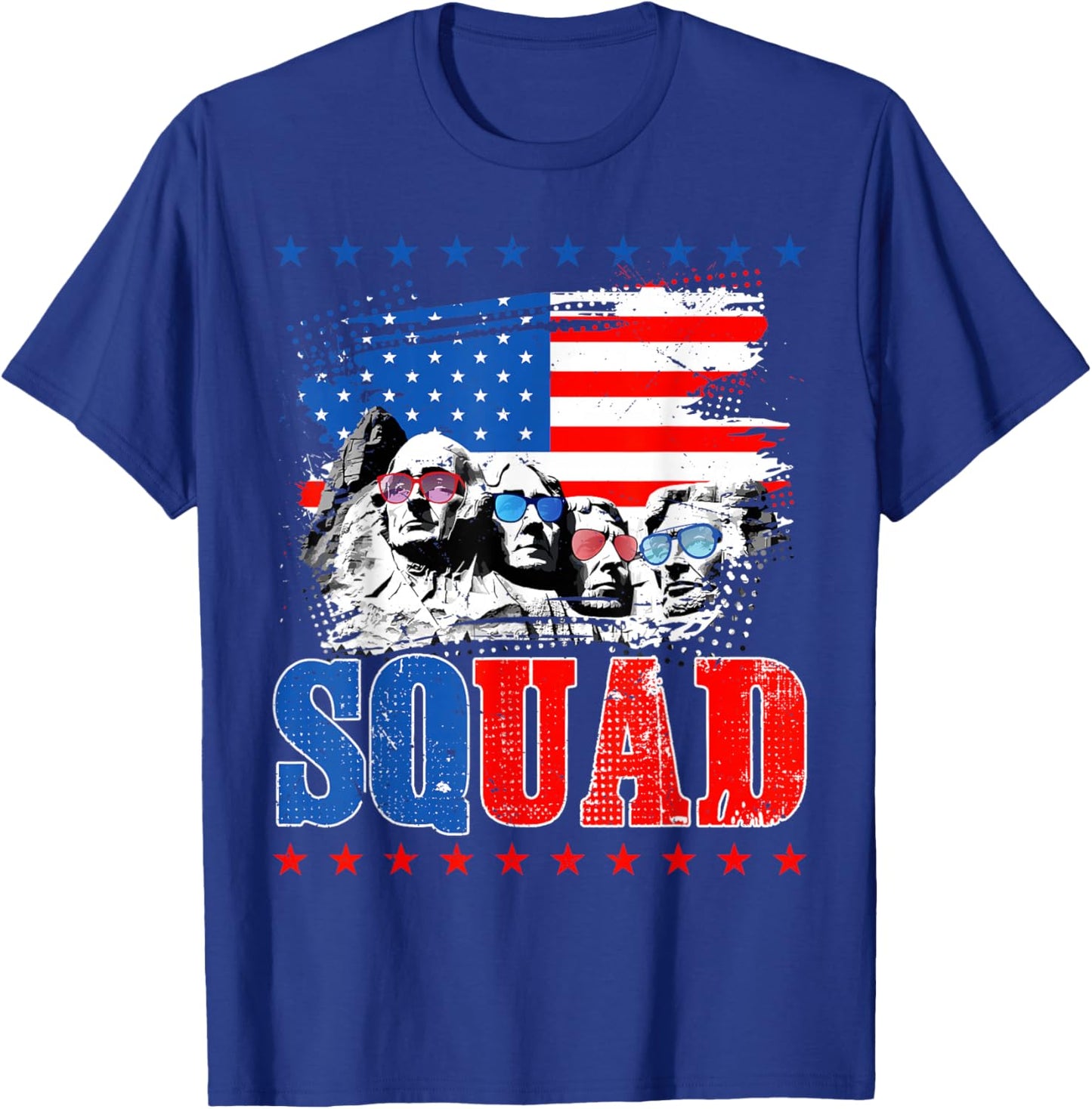 Retro Mount Rushmore 4th Of July Squad USA Independence Day T-Shirt - T-Shirt | Royal