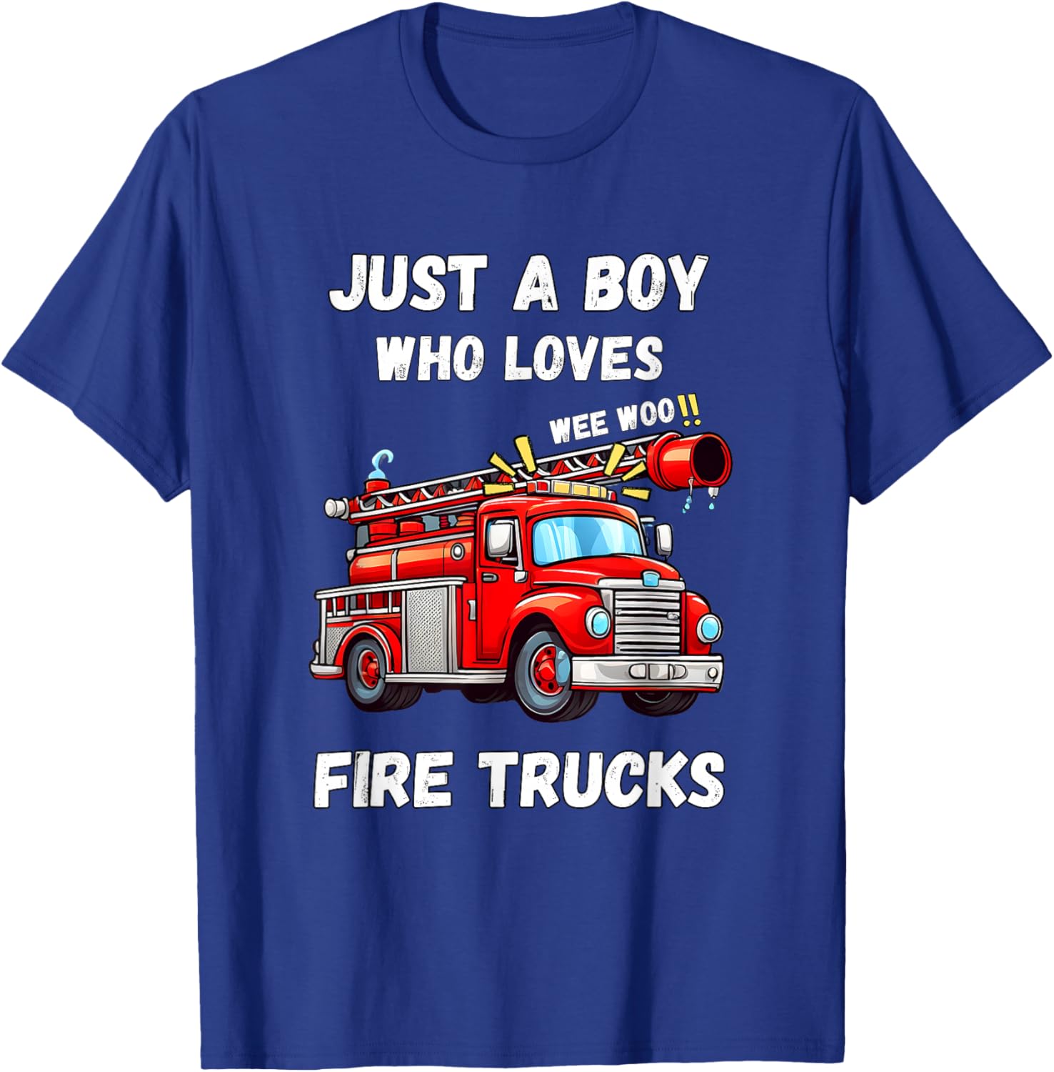 Just A Boy Who Loves Fire Trucks Kids T-Shirt - T-Shirt | Royal