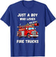 Just A Boy Who Loves Fire Trucks Kids T-Shirt - T-Shirt | Royal