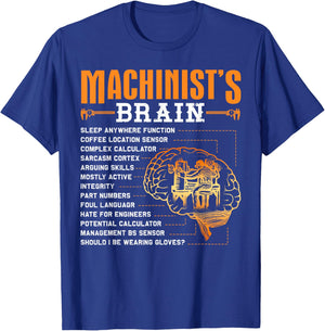 Funny Machinist Gifts - Machinist's Brain T-Shirt - T-Shirt | Royal