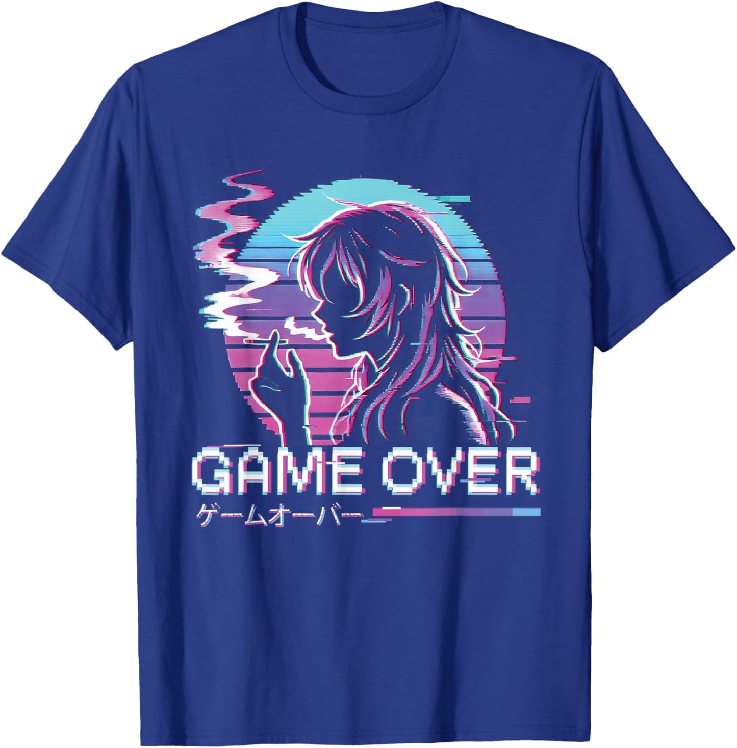 Japanese Vaporwave Aesthetic Sad Anime Girl Waifu Indie T-Shirt - T-Shirt | Royal