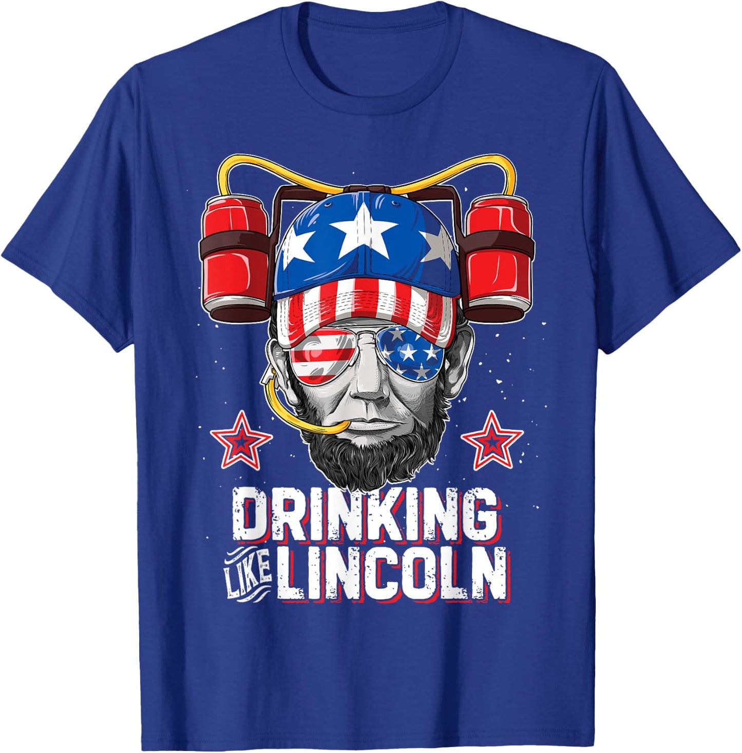 Drinking Like Lincoln 4th of July Men Women Abraham Merica T-Shirt - T-Shirt | Royal
