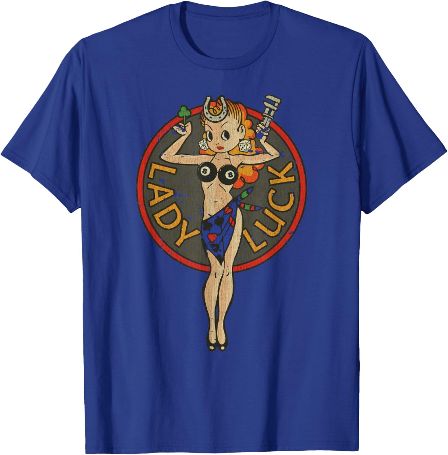 Vintage Traditional Lady Luck 1947 Retro 40s Hot-Rod Gift T-Shirt - T-Shirt | Royal