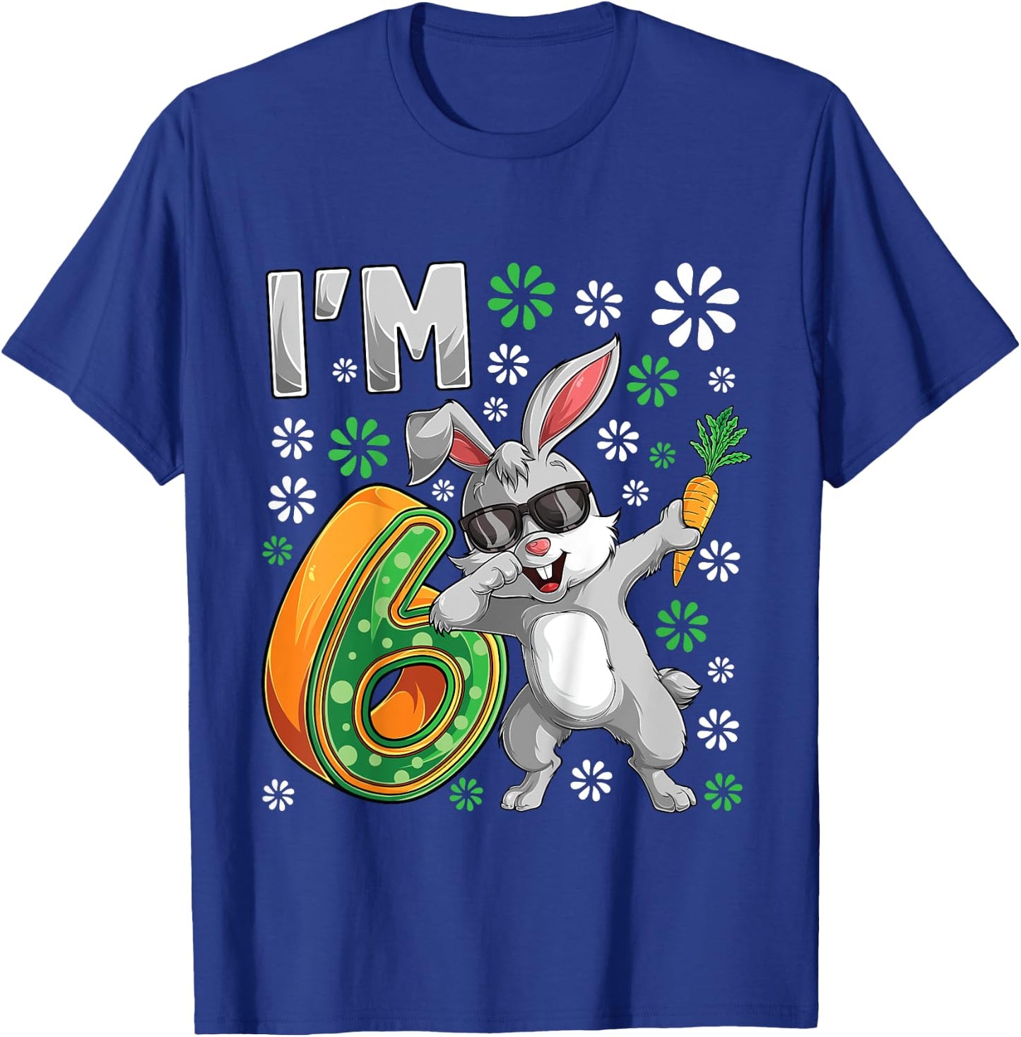 6 Year Old Bunny 6th Birthday Party Dabbing Bunny Lover T-Shirt - T-Shirt | Royal