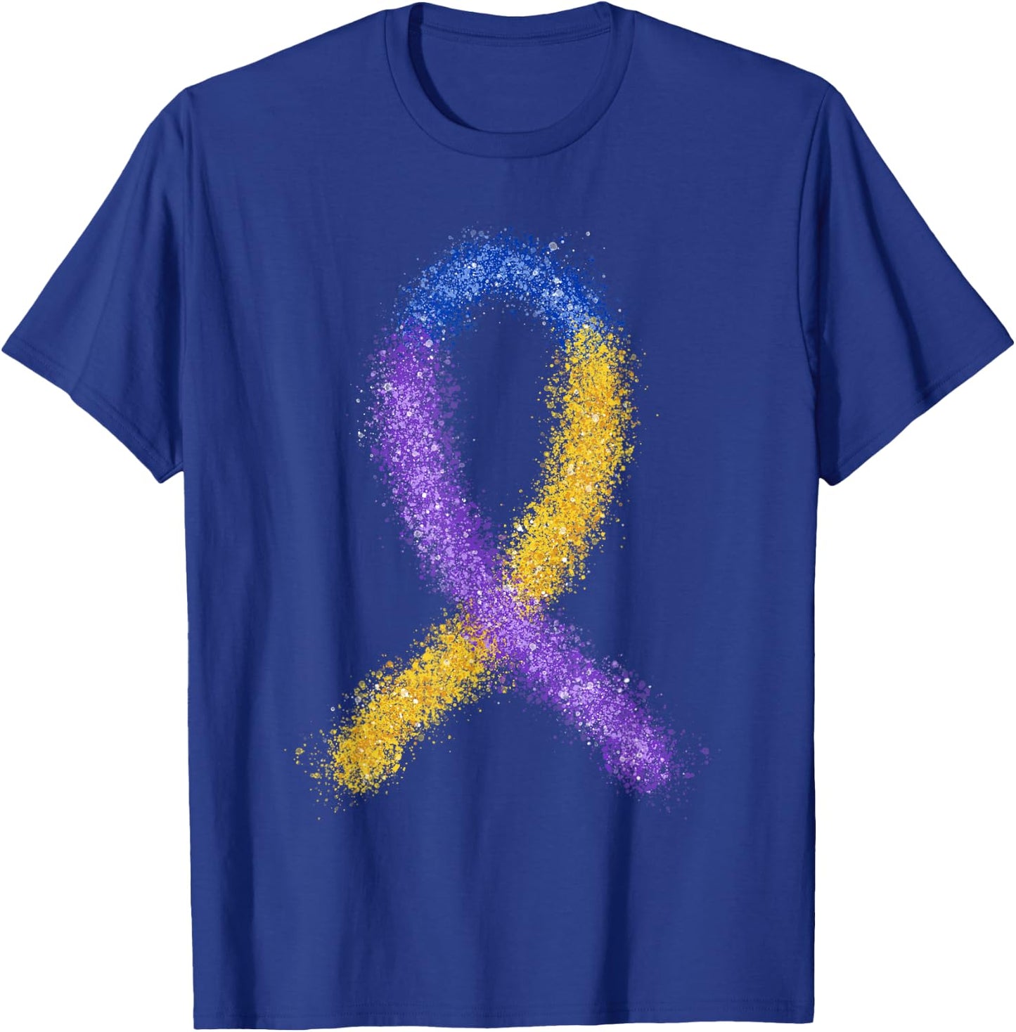 Paint Bladder Cancer Purple Blue And Yellow Ribbon Dysuria T-Shirt - T-Shirt | Royal