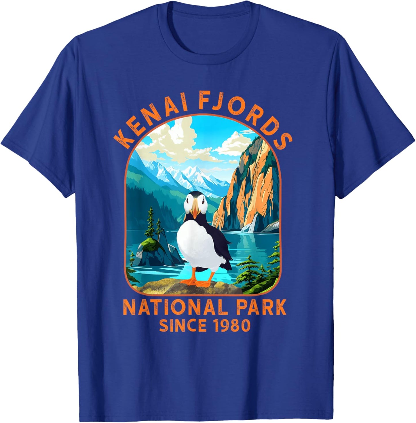 Kenai Fjords National Park Puffin Bird Alaska Nature Outdoor T-Shirt - T-Shirt | Royal