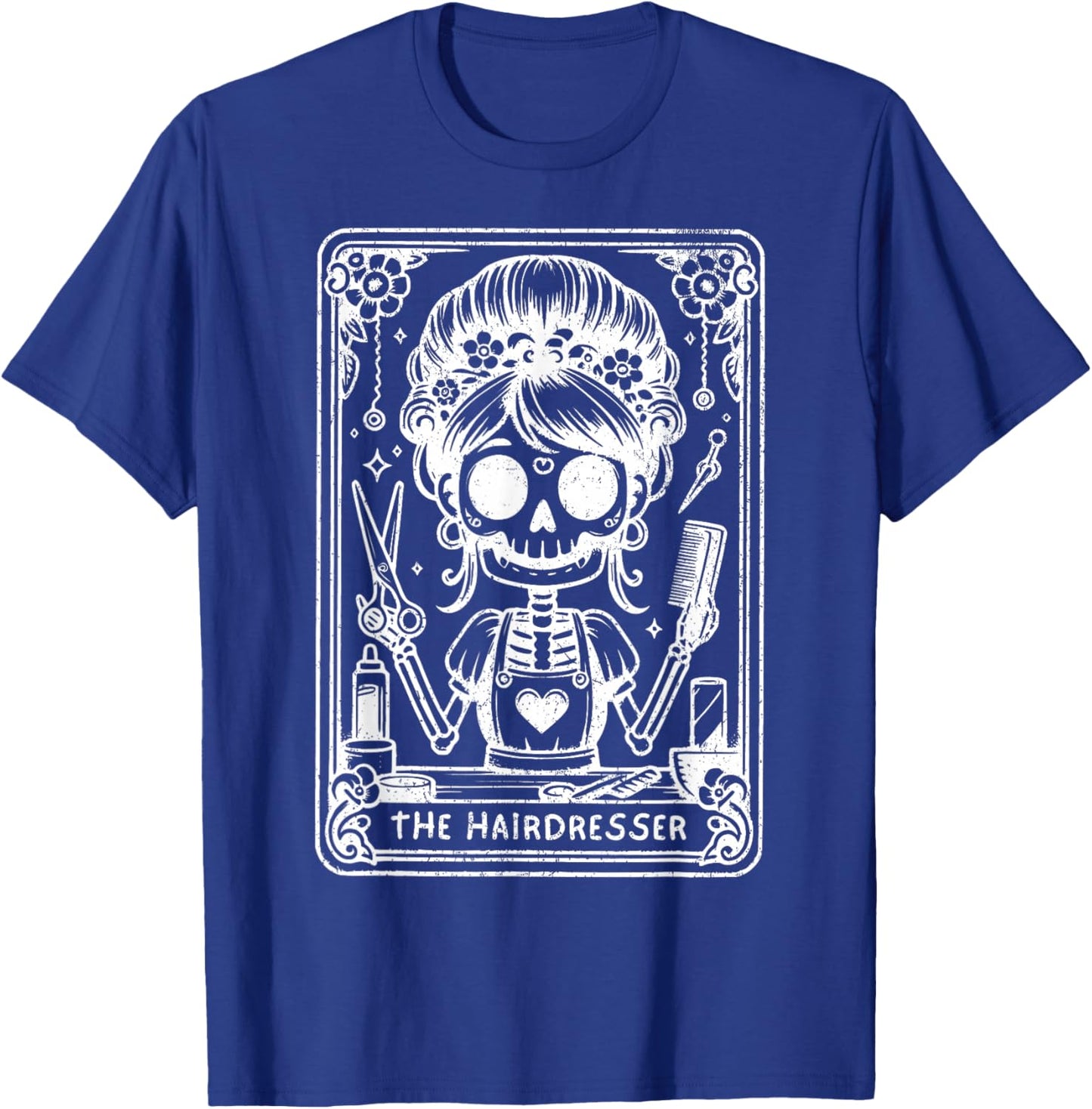 The Hairstylist Tarot Card Hairdresser Skeleton Hair Stylist T-Shirt - T-Shirt | Royal