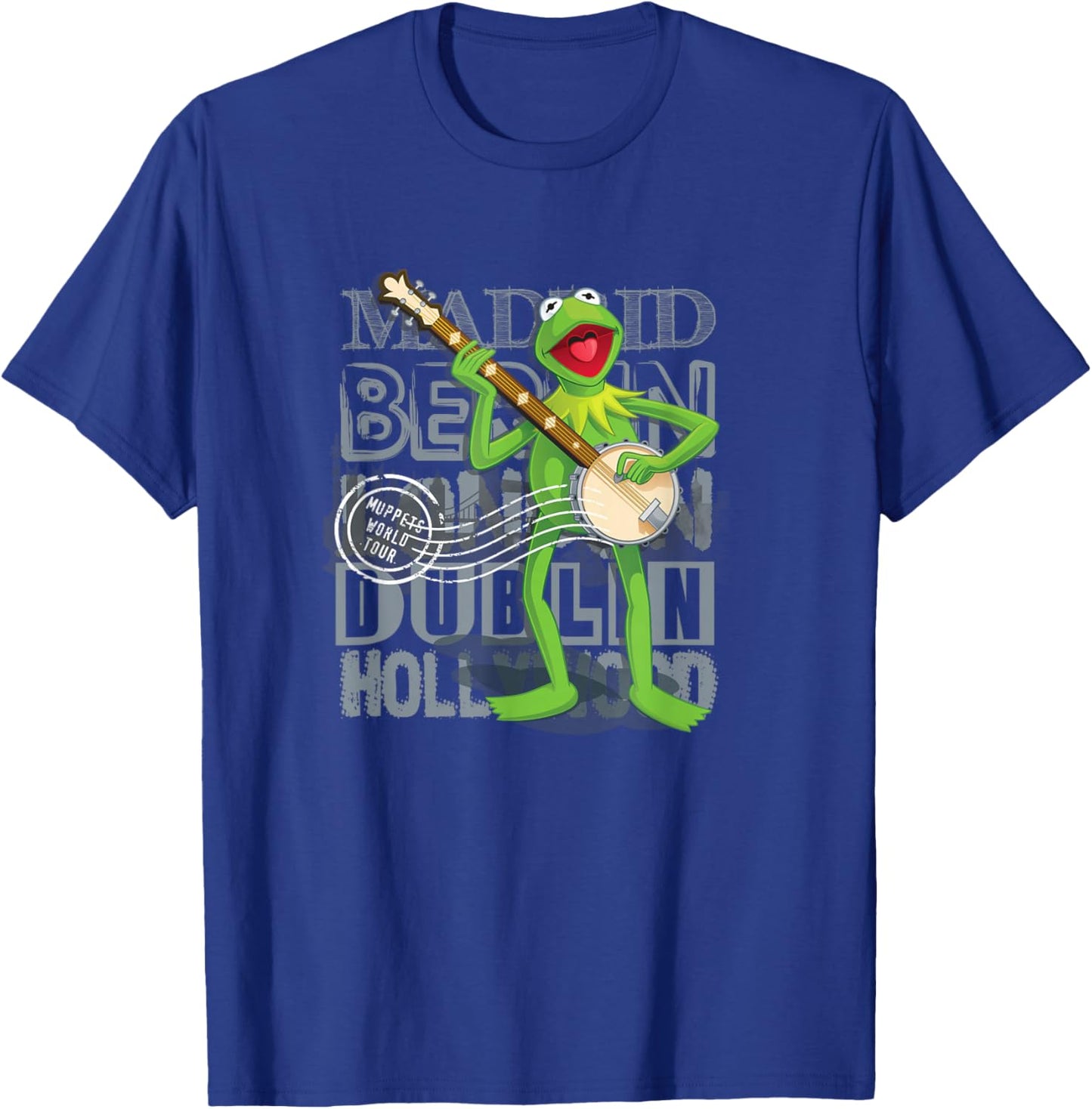 Disney The Muppets Vintage World Tour Kermit Banjo Poster T-Shirt - T-Shirt | Royal