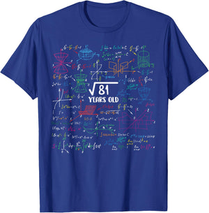 9 Year Old Math Lovers 9th Birthday Gift Square Root of 81 T-Shirt - T-Shirt | Royal