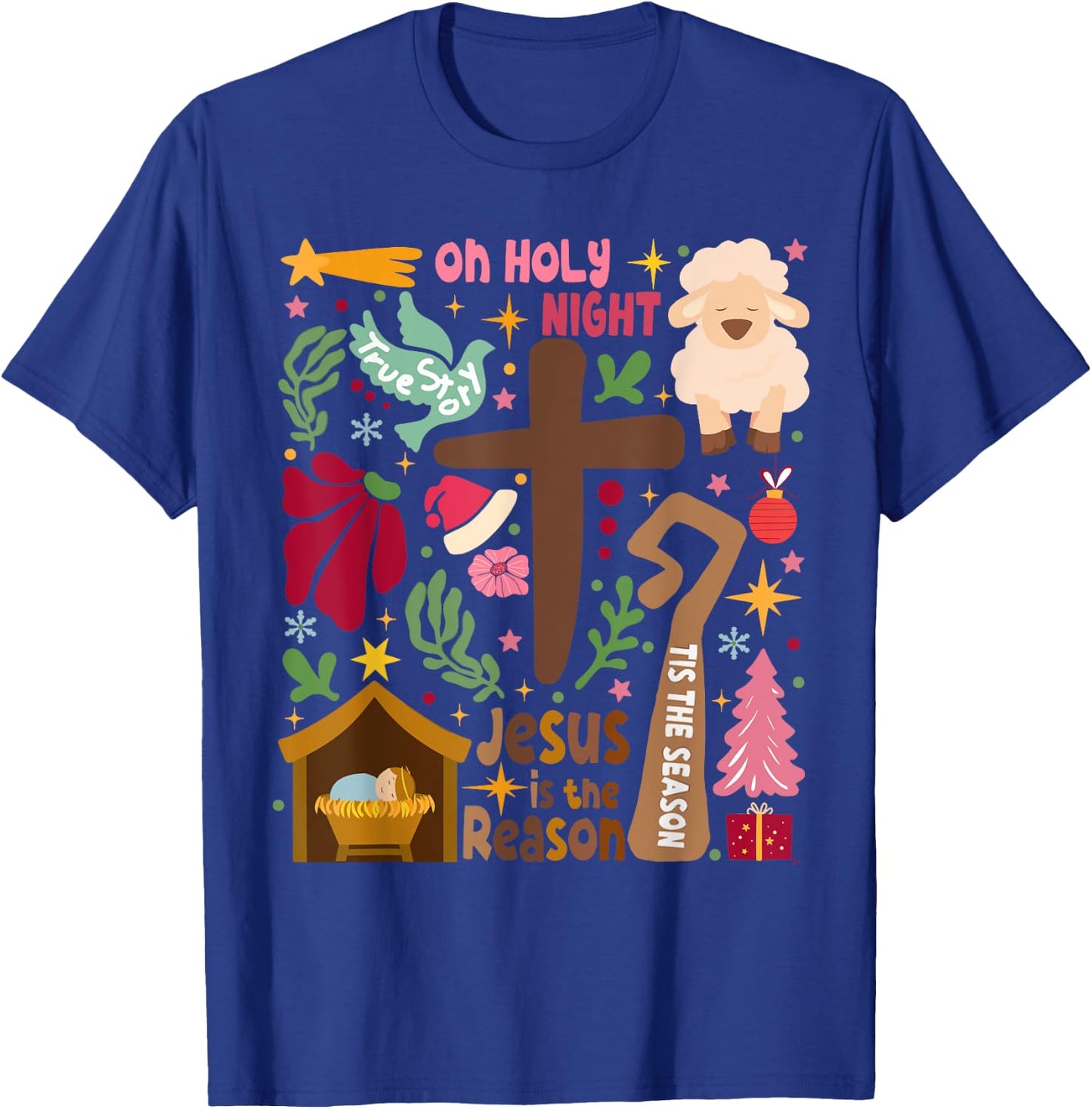 True Story Jesus Christmas Nativity Scene Christian Faith T-Shirt - T-Shirt | Royal