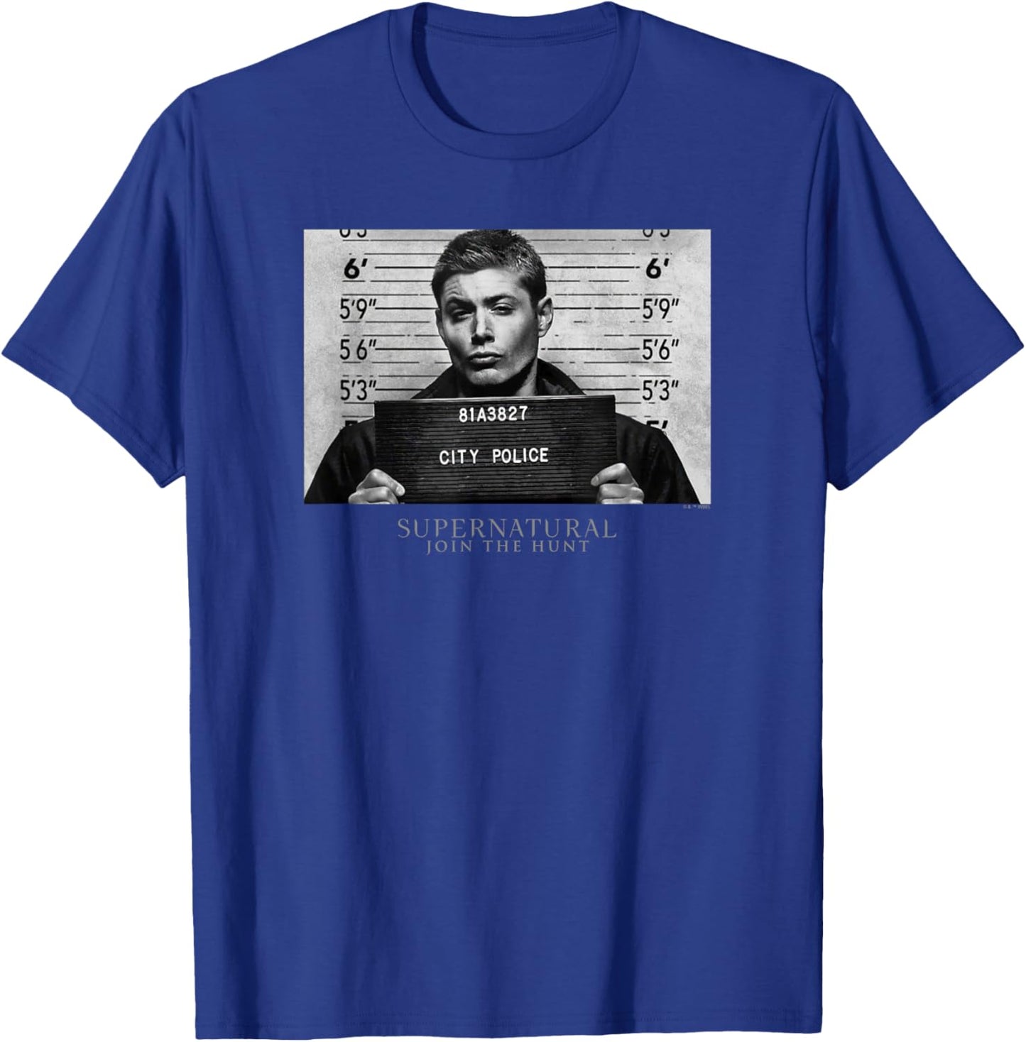 Supernatural Dean Winchester City Police Mugshot Portrait T-Shirt - T-Shirt | Royal