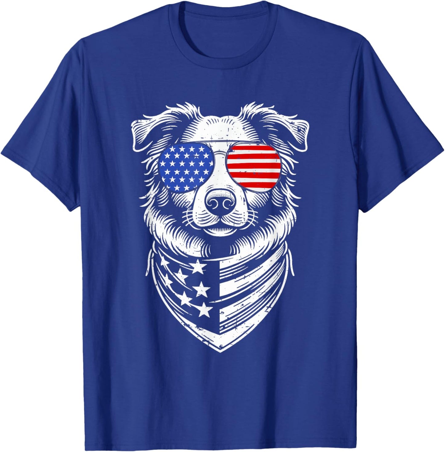 Australian Shepherd Patriotic 4th of July American US Flag T-Shirt - T-Shirt | Royal