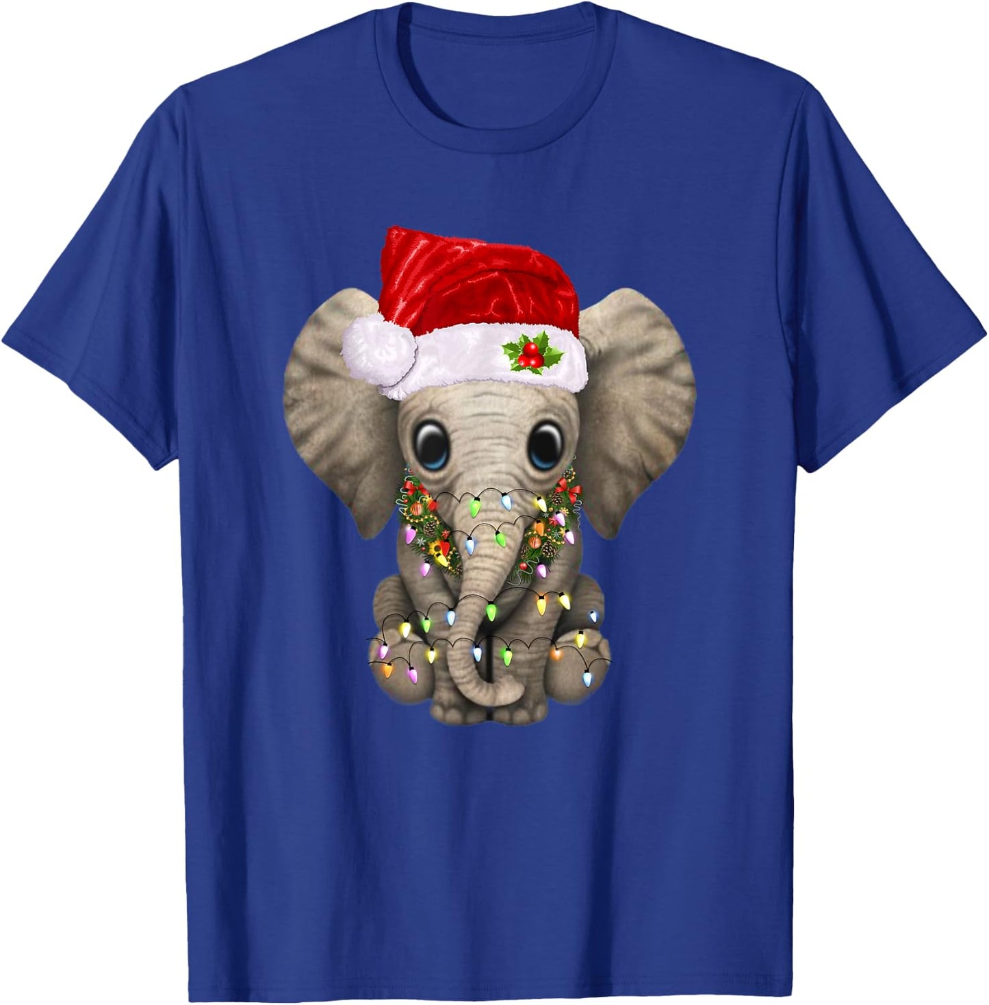Cute Elephant Christmas Light Funny Elephant Lover Xmas Gift T-Shirt - T-Shirt | Royal