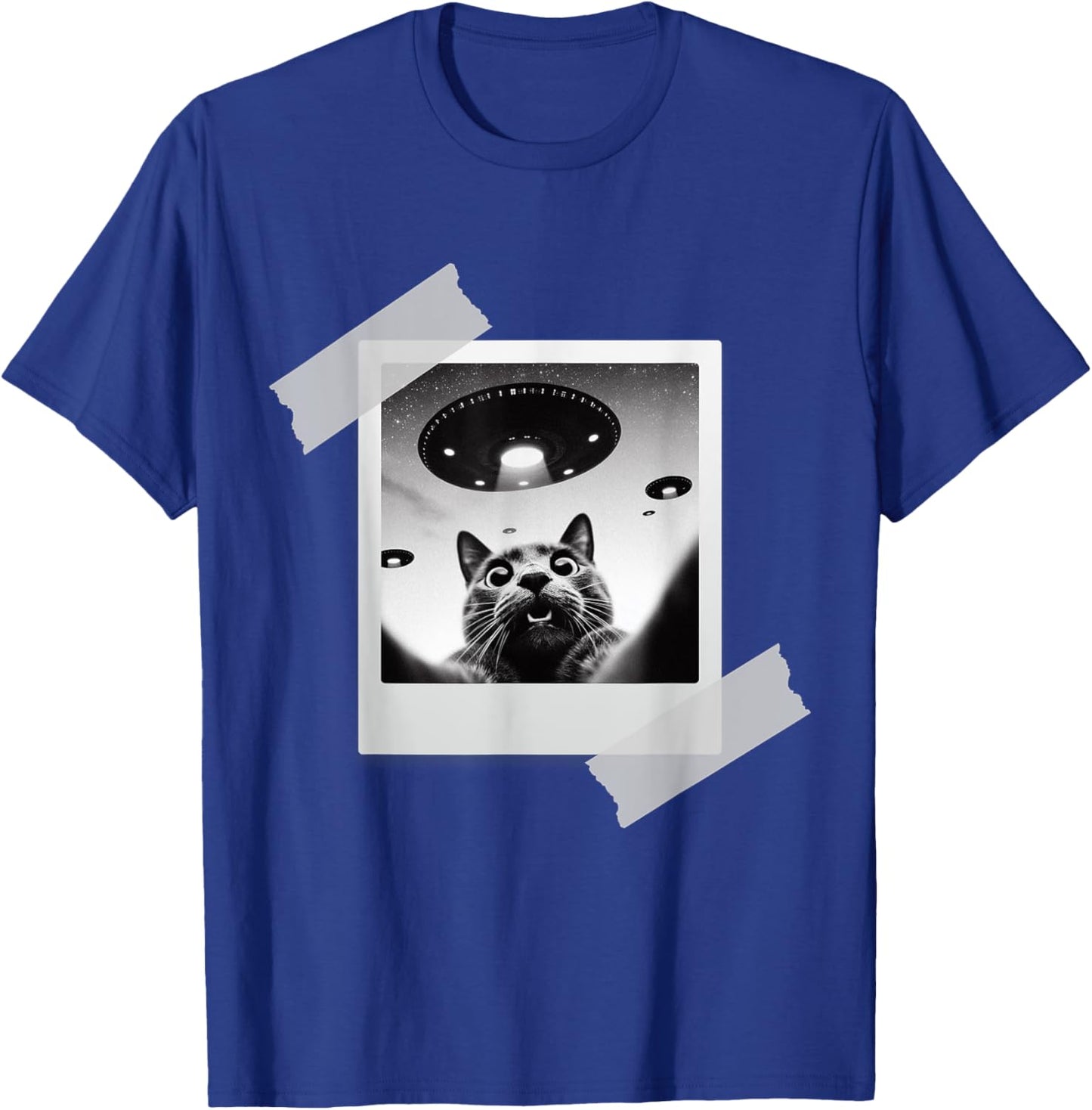 Cat Selfie With Alien UFO Funny Cat Gifts Women Kids T-Shirt - T-Shirt | Royal