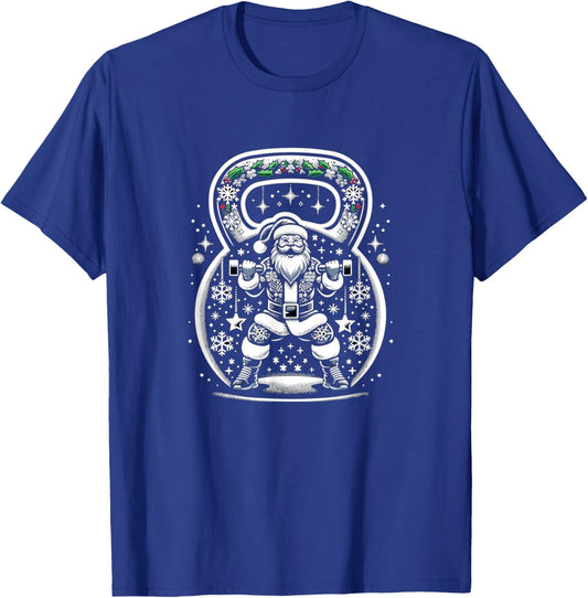 Buff Santa Kettlebell Christmas T-Shirt - T-Shirt | Royal