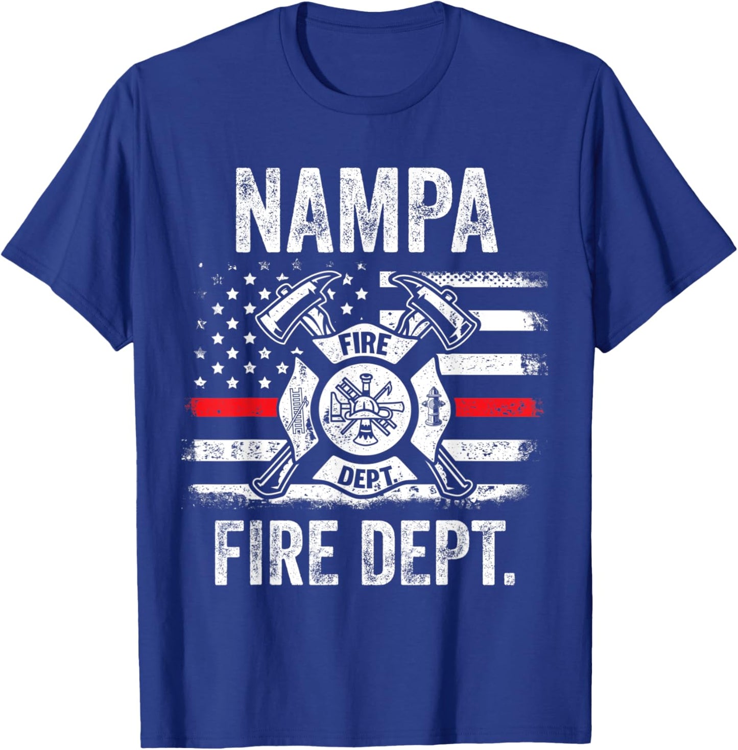 Nampa Idaho Fire Department Thin Red Line Fireman T-Shirt - T-Shirt | Royal