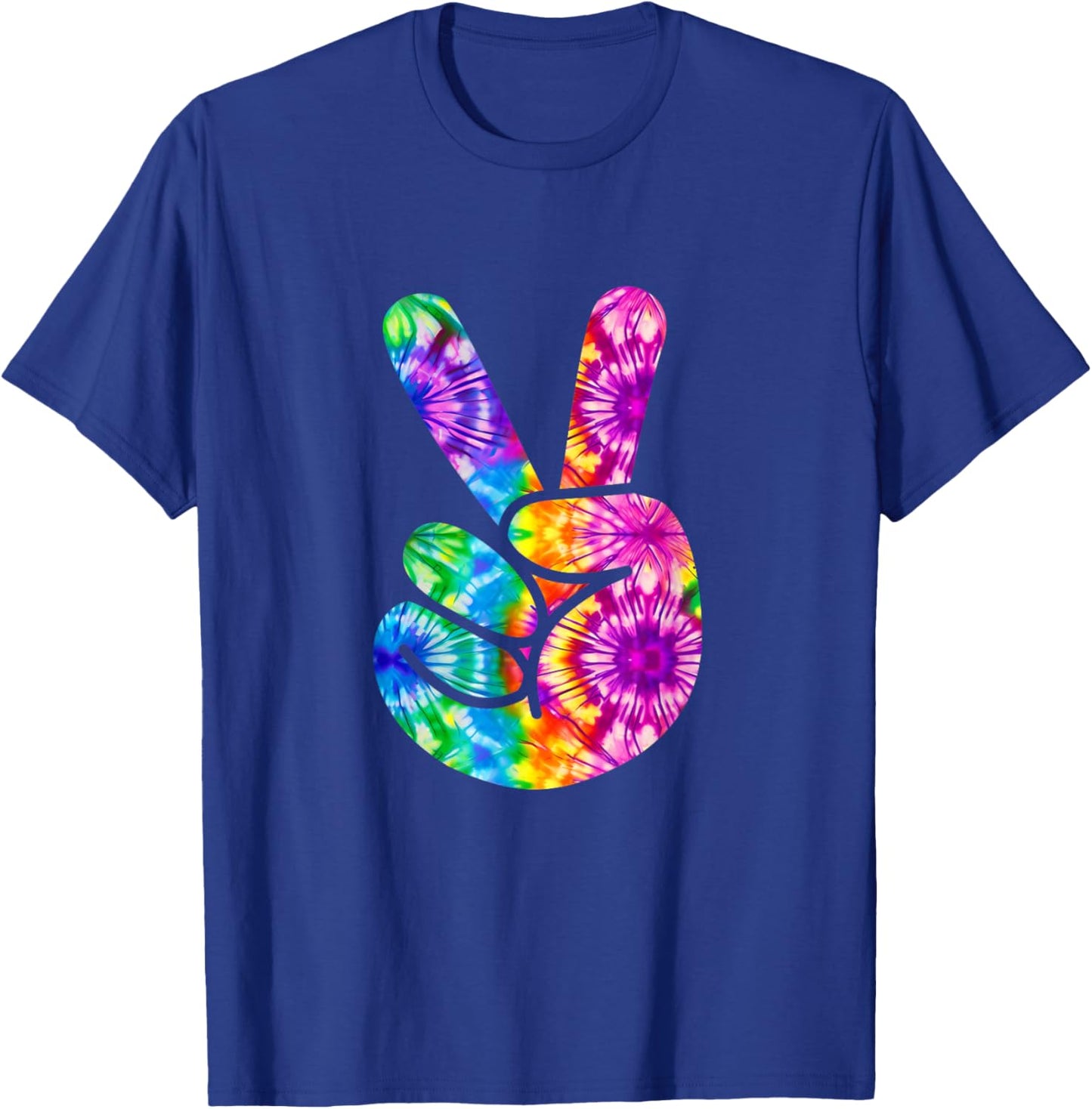 Tie Dye Groovy Peace Sign 70s Hippie Vintage Girls and Women T-Shirt - T-Shirt | Royal