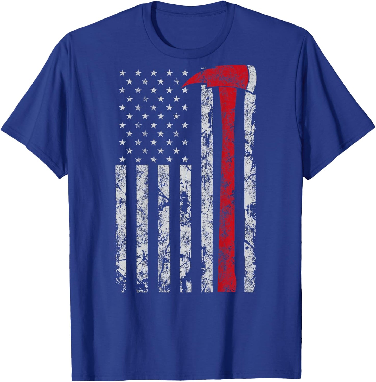 Thin red line Axe American Flag Patriot Firefighter Gift T-Shirt - T-Shirt | Royal