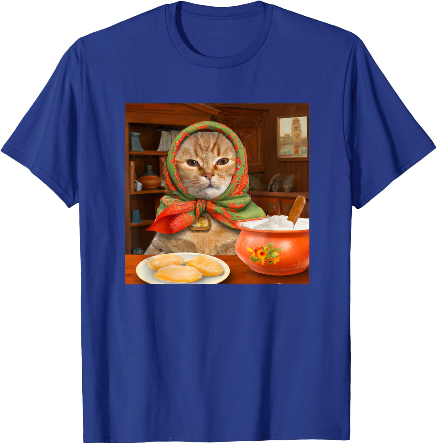 Babushka Tabby Cat Polish Cat Design T-Shirt - T-Shirt | Royal