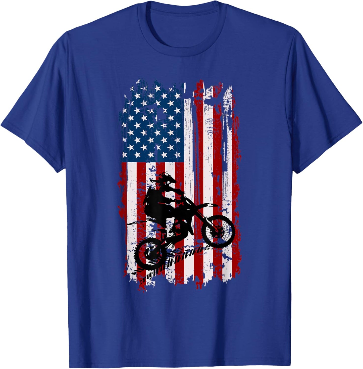 Dirt Bike USA Flag Motocross American Flag T-Shirt - T-Shirt | Royal