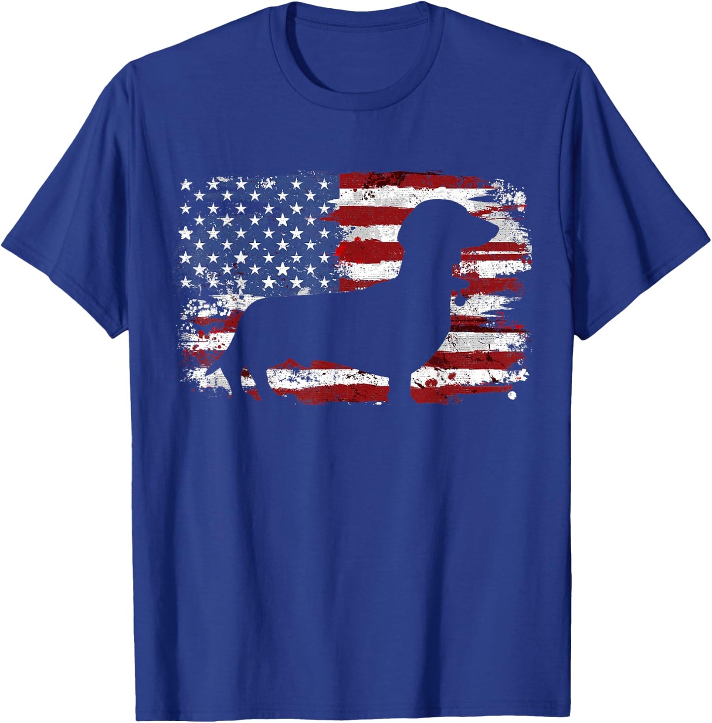 Dachshund Weiner Vintage American Flag Small T-Shirt - T-Shirt | Royal